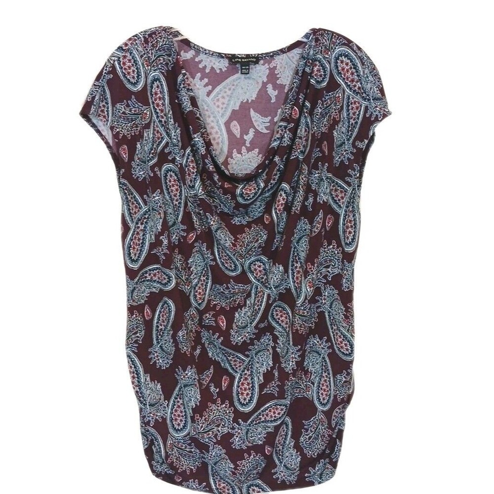 Lane Bryant Burgundy Paisley Floral Sleeveless Tunic Blouse Plus Sz 18/20